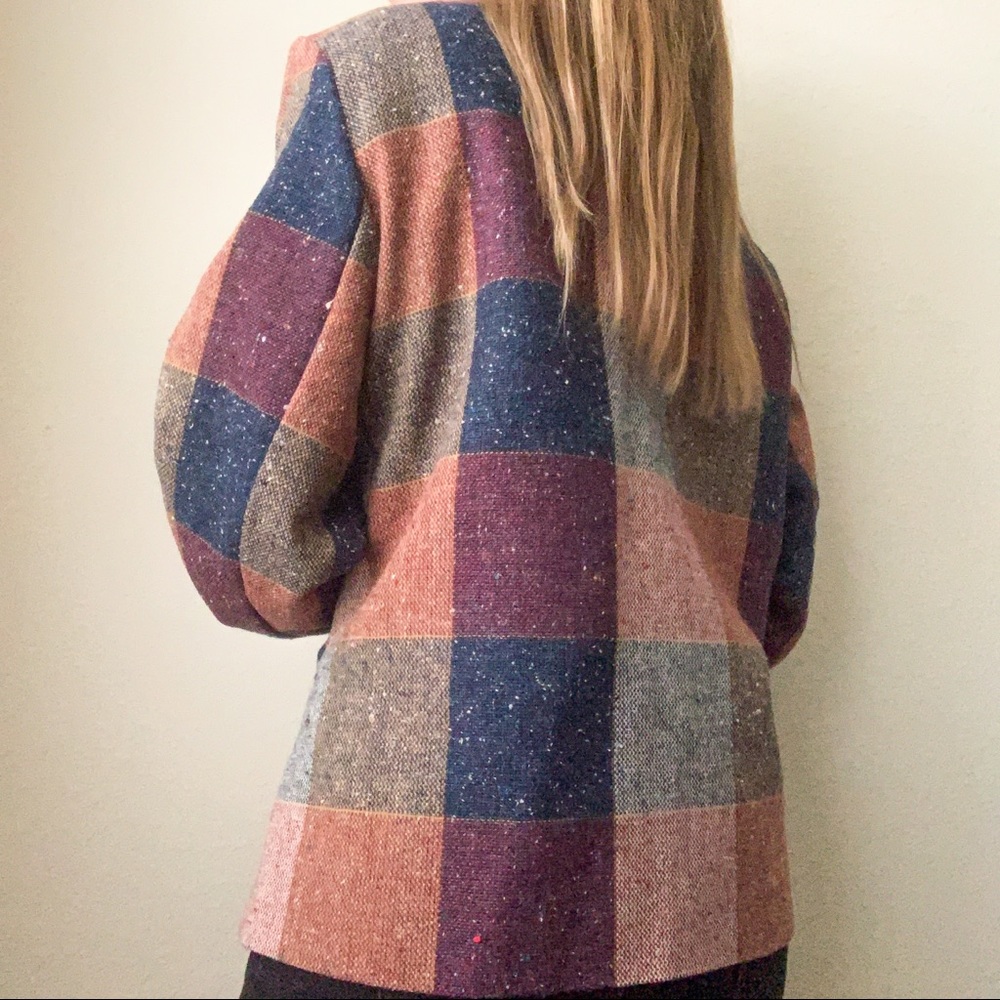 Vintage Wool Blend Patchwork Blazer Shacket Coat - Picture 10 of 12